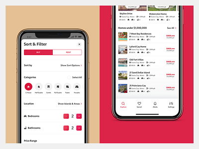 Sort & Filter app content design filters gold interaction ios new product design project property marketing red rental app ui ux visual design