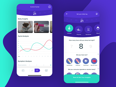 Cycle Tracker app daily design helper interaction interface ios new personal product product design project ui ux visual design woman