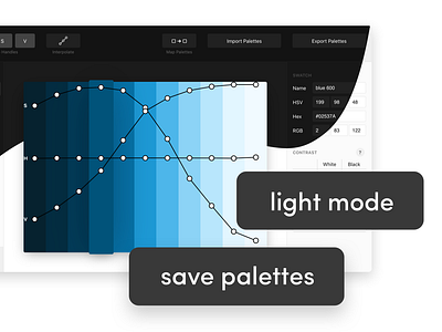 Palettte App - Light Mode blue curly curvy dark mode dashboard editor figma interface light mode palette sketch swirl