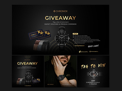 Sets of Giveaway Feeds Content for Chronox Watches branding design give graphic design logo