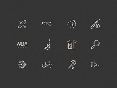 Outdoor Activities Icon Set biking boating canoe discover fishing golf hiking horse icon set icons kayaking outdoor paddleboarding shooting swimming tennis website