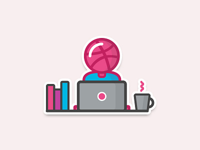 Dribbbler coffee contest desk dribbble dribbbler laptop sticker sticker mule work