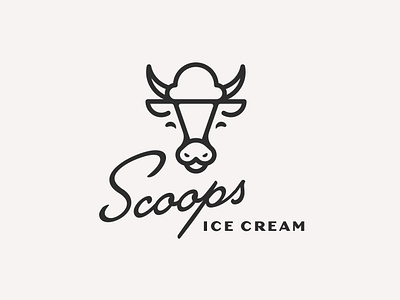 Scoops version 2 bovine cow icecream logo scoops