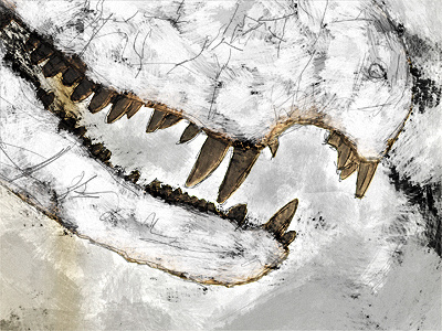 Prehistoric dinosaur doodle sketch teeth