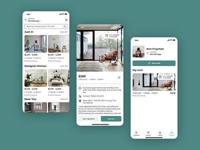 UI Mobile App: Rent Home app design mobile app ui vector