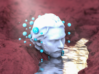 Narcissistic Tendencies II 3d abstract blue cinema 4d cinema4d design illustration marble marble texture mars plastic red render simple subsurface subsurface scattering surreal