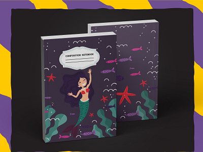 Mermaid Composition Notebook For KDP book cover graphic design kdp