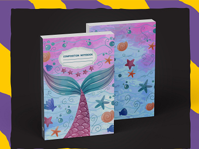 Mermaid Composition Notebook For KDP book cover graphic design kdp