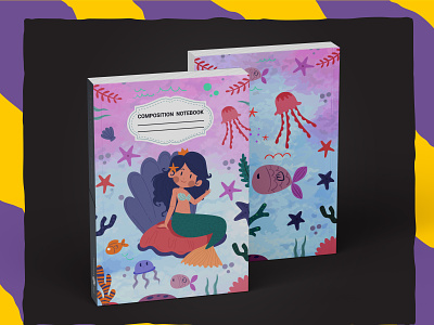 Mermaid Composition Notebook For KDP graphic design kdp book cover