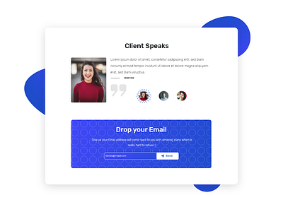 Client speaks blue business client design feedback information review simple design speaks suggestions testimonials typography uidesign web design website