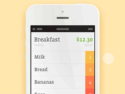 Shopping List App Prototype WIP (Animation) animation colour experience flat gif hsl idea interaction interactive ios prototype quartz composer simple thoughts and ideas