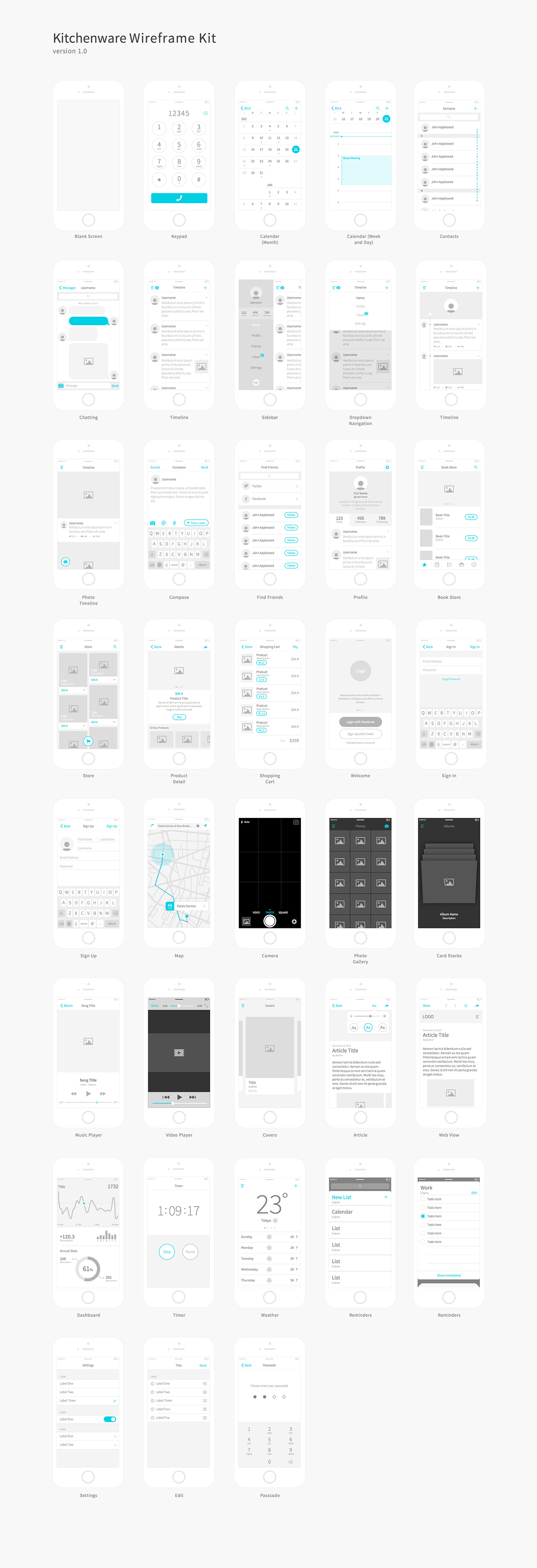 Wireframe kit full preview