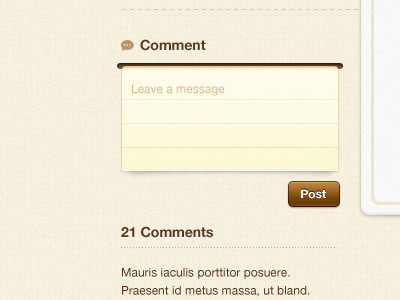 Leave a Comment button comment dine project note paper texture web design