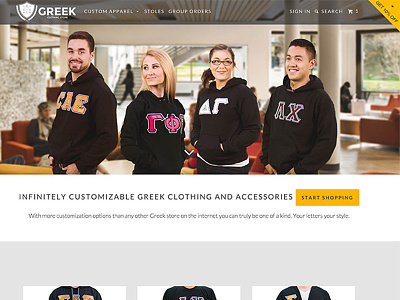 Greek Clothing Home Page home page photography web design