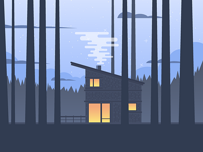 Cabin in the Woods adobe cabin forest illustration illustrator
