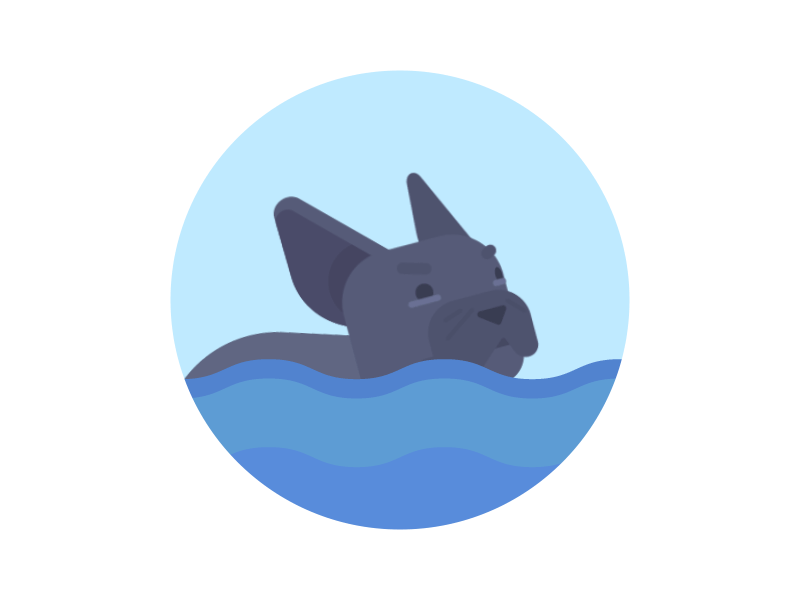 Just Keep Swimming animation french bulldog frenchie gif illustration illustrator swimming