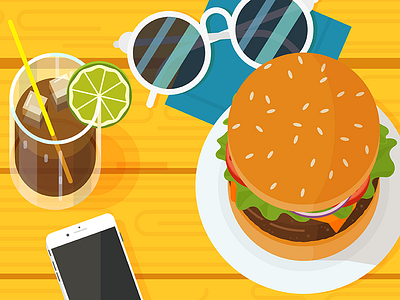 Beachside Burgers beach burger cocktail design illustration illustrator summer