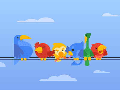 Doodle birds design doodle google illustration illustrator