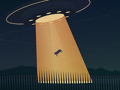 UFO abduction alien corn cow design illustration speed ufo