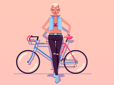 Biker Chica art bike design girl illustration illustrator woman