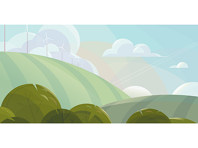 Wind Farm clouds color design farm hills illustration sky vector