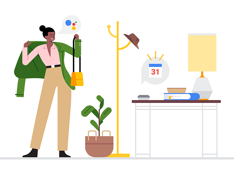 Google Smart Home Style art character design girl google home illustration plants