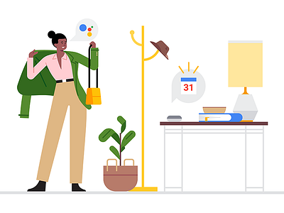 Google Smart Home Style art character design girl google home illustration plants