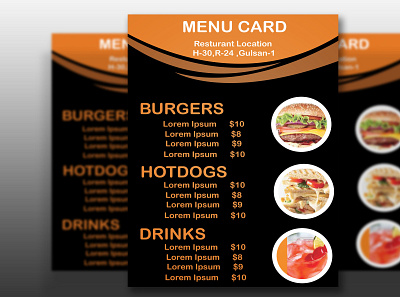 Restaurant menu card design graphic design graphics barnding restaurant menu card vector