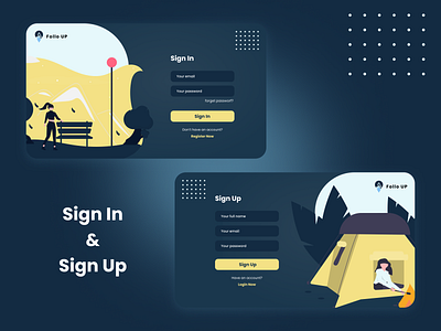 Sign In & Sign Up blue camping dailyui design sign in sign up ui website