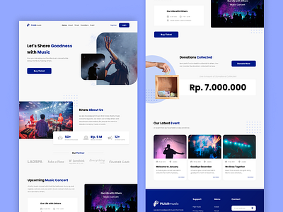 Pijar - Charity Music Concert Landing Page blue charity design landing page music concert ui web design website