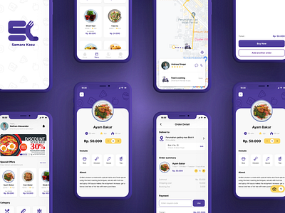 Samara Kasu - Menu & Payment Restaurant App app design apps blue design food menu mobile restaurant ui uiux