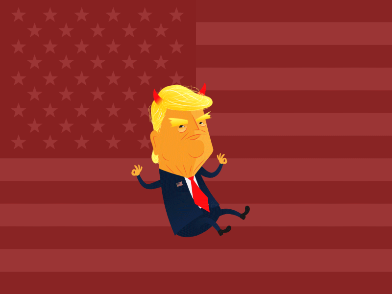 political views 2d animation after effects america animation character animation devil fart illustration president trump vote