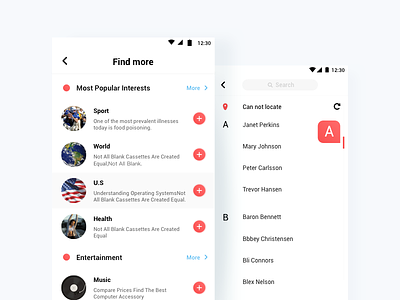 BuzzHunt List add android back city google interest list local mockup red search