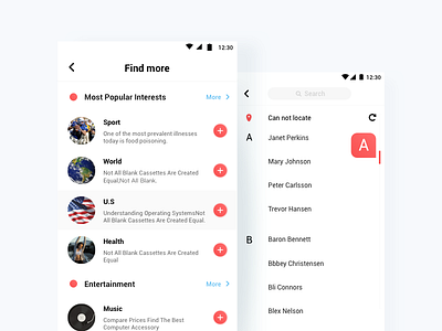 BuzzHunt List add android back city google interest list local mockup red search