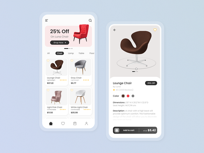 Furniture Selling App Design by Ashiqur Rahman on Dribbble