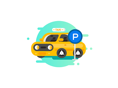 Taxi illustration parking taxi