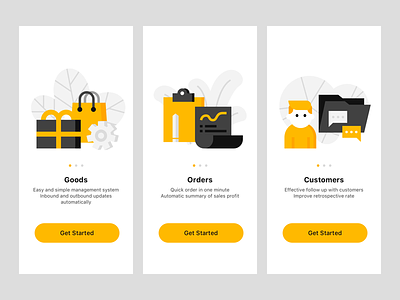 Redesign of the previous Illustration black e commerce illstration yellow