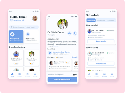 Doctor appointment app app application design med medical planner schedule ui