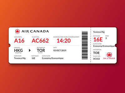 Air Canada Boarding Pass Redesign boarding pass graphic design