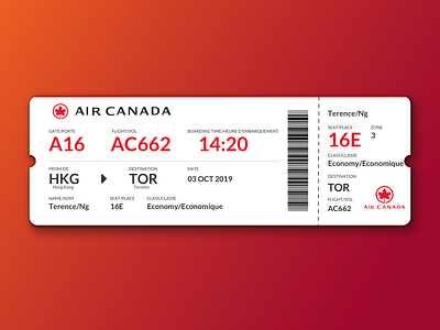 Air Canada Boarding Pass Redesign