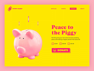 ✌️✌️✌️🐷 article blog dailyui design donate donation layout pink sketch typography ui yellow