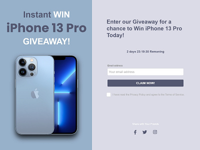 iPhone 13 Pro Giveaway! Signup Page #DailyUI dailyui ui ux