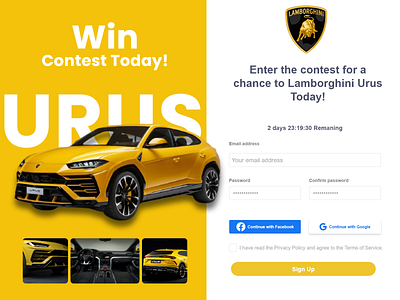 URUS Contest Signup Page Design #DailyUI