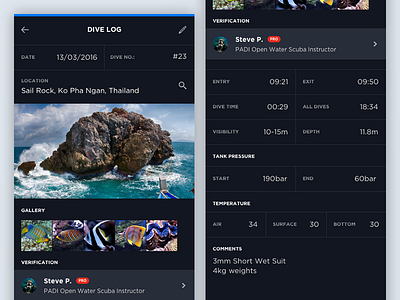 Dive Log dive diving event log scuba
