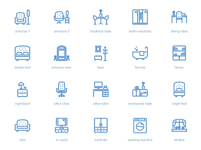 Furniture Icons app flat furniture god icon icons line mobile quality thick vector