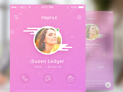 Profile for social media app cool design love mobile pink profile social user interface