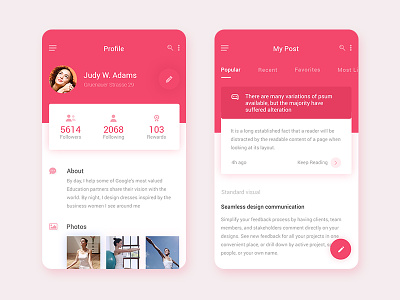 Daily UI Design for my post and profile app clean design mobile post profile tabs ui
