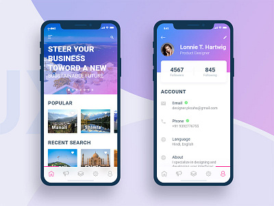 Tourist Guide and Profile iPhone X Screen