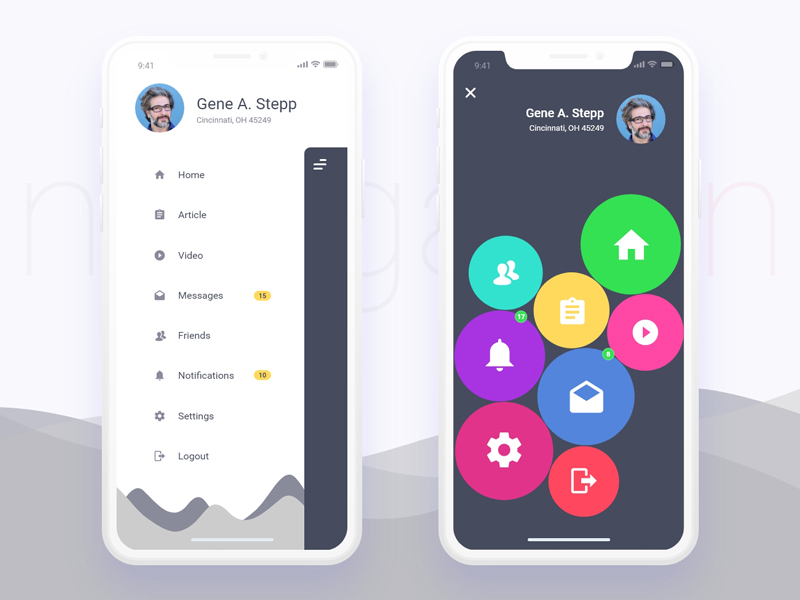 Mobile App Sidemenu Design For Iphonex by Creative jeff on