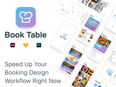 Book Table Mobile App Restaurant UI Kit book categories clean customization food on boarding restaurant ui kit user interface walk through